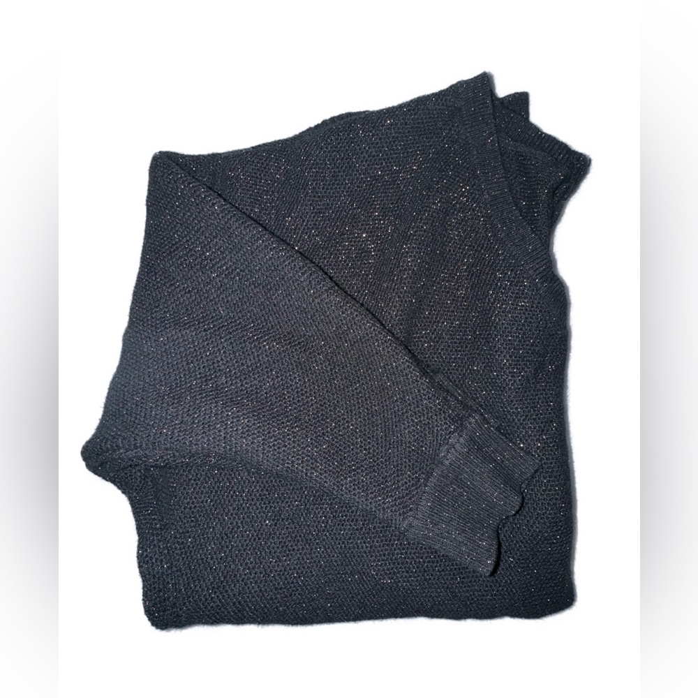 Express Women's Sweater. Black With Sparkle Zipper Back High Low Size Medium - Picture 6 of 9